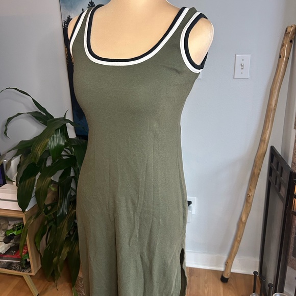 Vintage Y2K Women's Jalate USA S Olive Green Dress Sleeveless Scoop Neck 90s - Picture 2 of 9